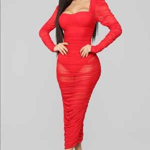 Sheer long sleeve midi dress